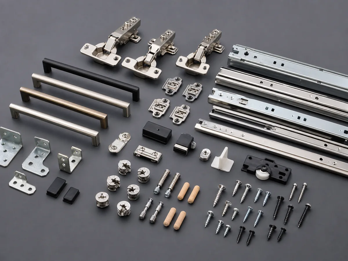 TERQ furniture hardware solutions — lift systems, flap fittings, and connecting hardware