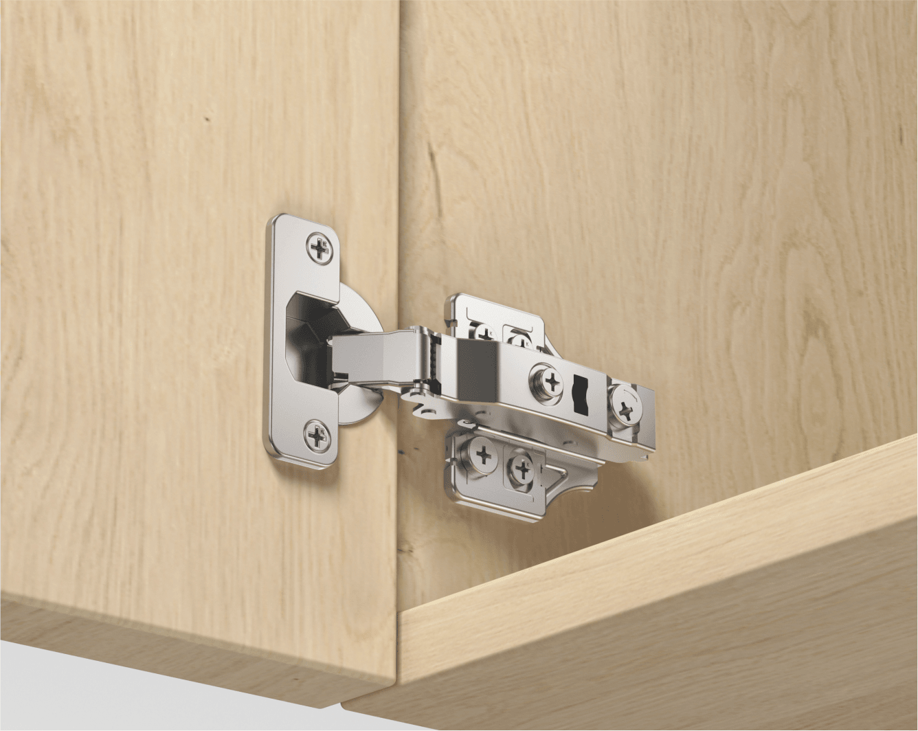 TERQ CQT105 thick-door concealed hinge installed on a cabinet door