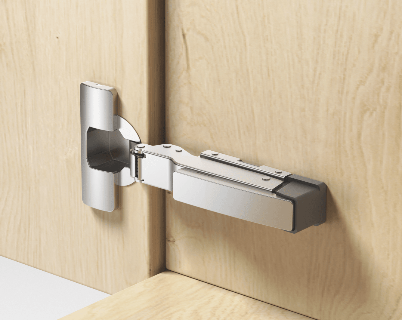 TERQ GSM105 concealed hinge installed on a cabinet door