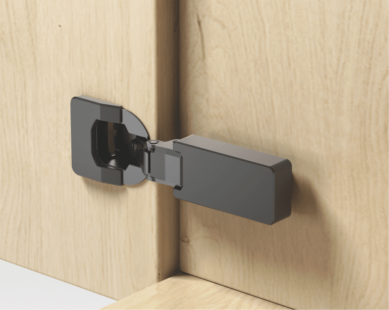 TERQ SD100 concealed hinge installed on a cabinet door